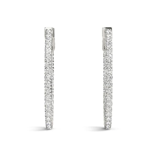 Oval Shaped Inside-Out Hoop Earrings — .06,33MM (3 ct. tw.), Top view in white gold or platinum