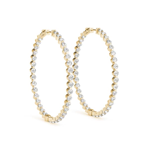 Round Shaped Inside-Out Hoop Earrings — .03,36MM (1.8 ct. tw.), Front view in yellow gold
