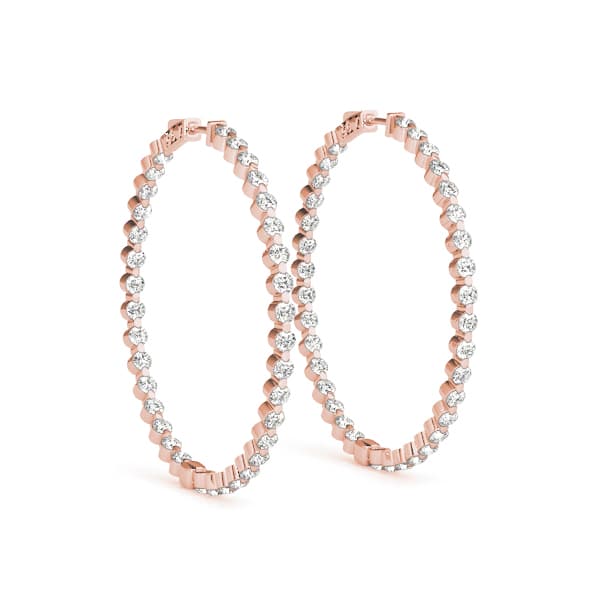 Round Shaped Inside-Out Hoop Earrings — .0325,51MM (2.93 ct. tw.), Front view in rose gold