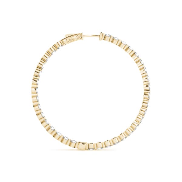 Round Shaped Inside-Out Hoop Earrings — .03,36MM (1.8 ct. tw.), Side view in yellow gold