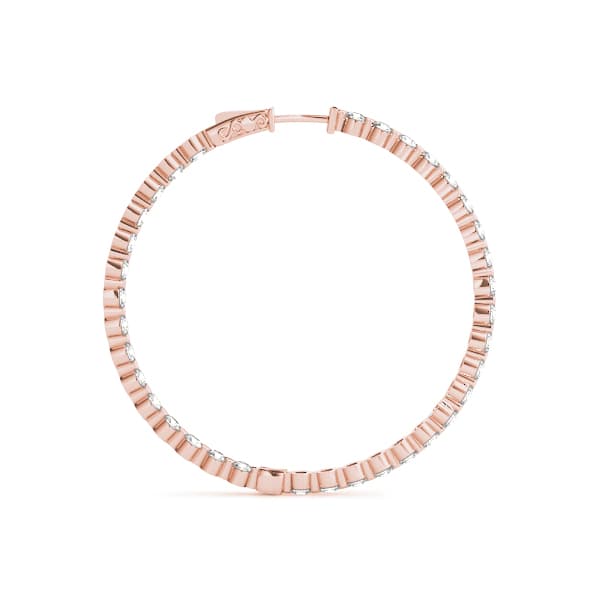 Round Shaped Inside-Out Hoop Earrings — .0325,51MM (2.93 ct. tw.), Side view in rose gold