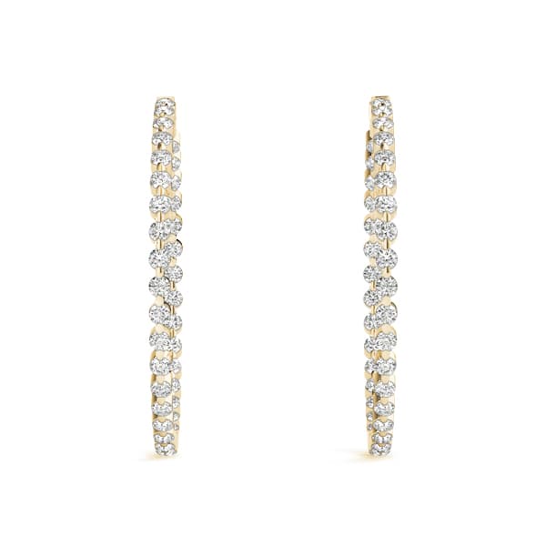 Round Shaped Inside-Out Hoop Earrings — .03,36MM (1.8 ct. tw.), Top view in yellow gold