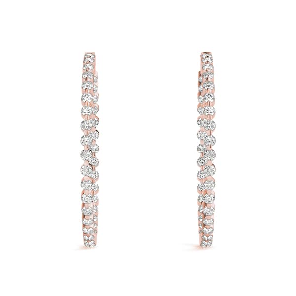 Round Shaped Inside-Out Hoop Earrings — .0325,51MM (2.93 ct. tw.), Top view in rose gold