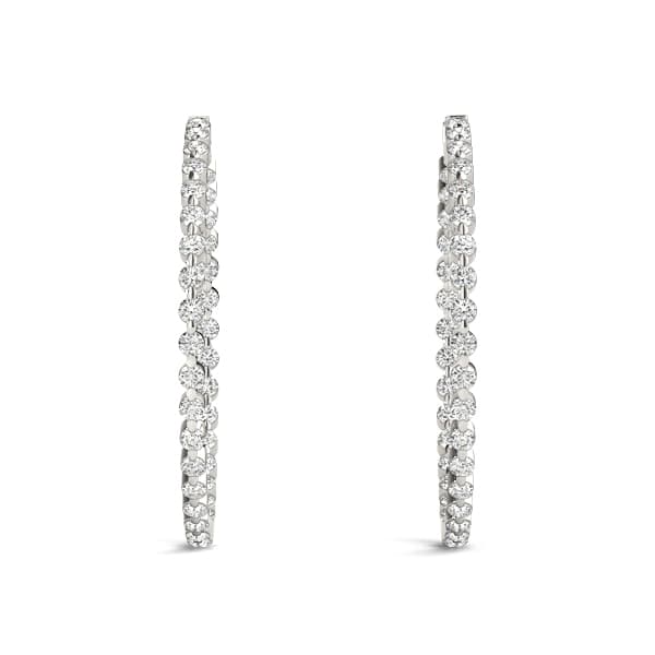 Round Shaped Inside-Out Hoop Earrings — .20,25MM (4 ct. tw.), Top view in white gold or platinum
