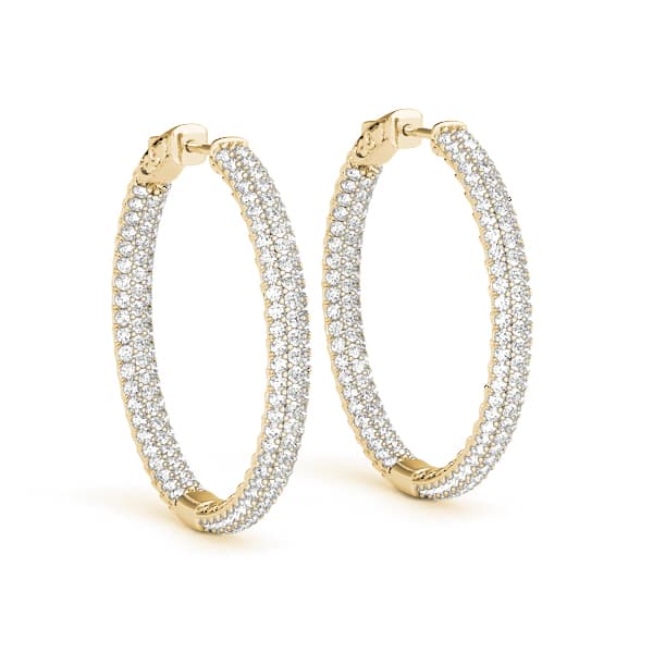 Round Inside-Outside Pavé Vault Lock Hoops — .005,16MM (1 ct. tw.), Front view in yellow gold