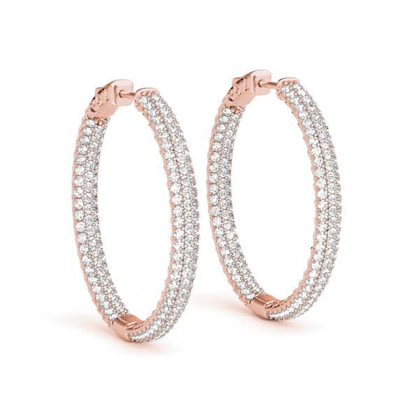 Round Inside-Outside Pavé Vault Lock Hoops — .005,22MM (1 ct. tw.), Front view in rose gold