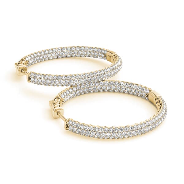 Round Inside-Outside Pavé Vault Lock Hoops — .005,16MM (1 ct. tw.), On hand view in yellow gold