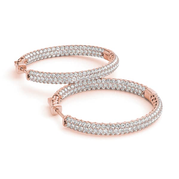 Round Inside-Outside Pavé Vault Lock Hoops — .005,22MM (1 ct. tw.), On hand view in rose gold