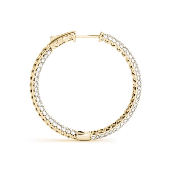 Round Inside-Outside Pavé Vault Lock Hoops — .005,16MM (1 ct. tw.), Side view in yellow gold