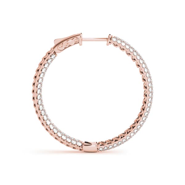 Round Inside-Outside Pavé Vault Lock Hoops — .005,22MM (1 ct. tw.), Side view in rose gold