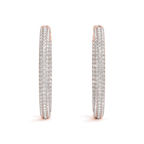 Round Inside-Outside Pavé Vault Lock Hoops — .005,22MM (1 ct. tw.), Top view in rose gold