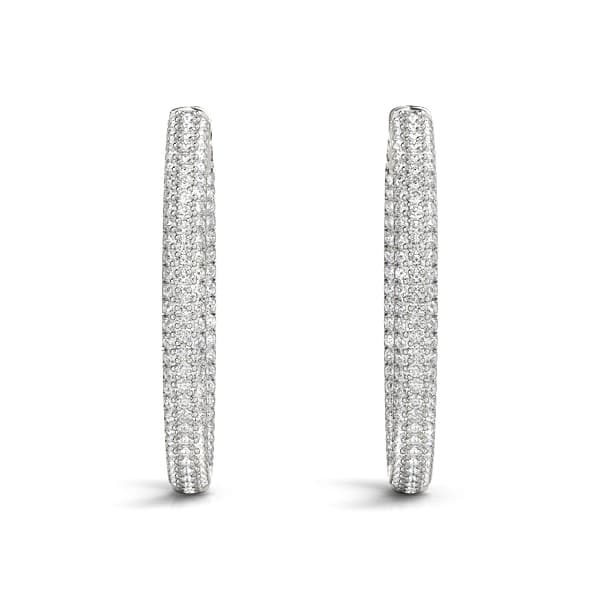 Round Inside-Outside Pavé Vault Lock Hoops — .005,16MM (1 ct. tw.), Top view in white gold or platinum