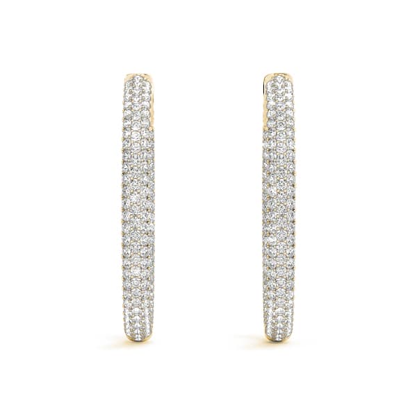 Oval Shaped Pavé Vault Lock Hoop Earrings — .015,51MM (6 ct. tw.), Top view in yellow gold