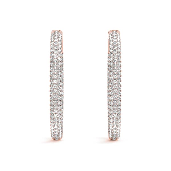Oval Shaped Pavé Vault Lock Hoop Earrings — .005,38MM (2 ct. tw.), Top view in rose gold