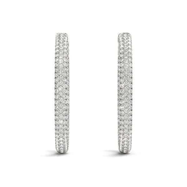 Oval Shaped Pavé Vault Lock Hoop Earrings — .015,31MM (3 1/8 ct. tw.), Top view in white gold or platinum