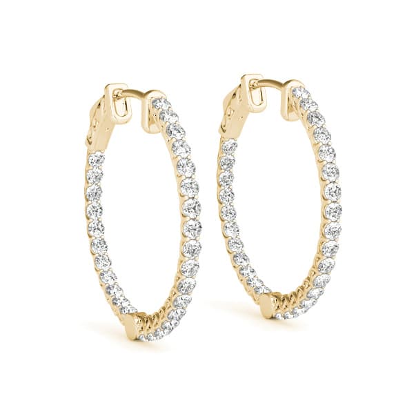 Round Shaped Inside-Out Hoop Earrings — .03,30MM (1.92 ct. tw.), Front view in yellow gold