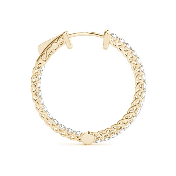 Round Shaped Inside-Out Hoop Earrings — .03,30MM (1.92 ct. tw.), Side view in yellow gold
