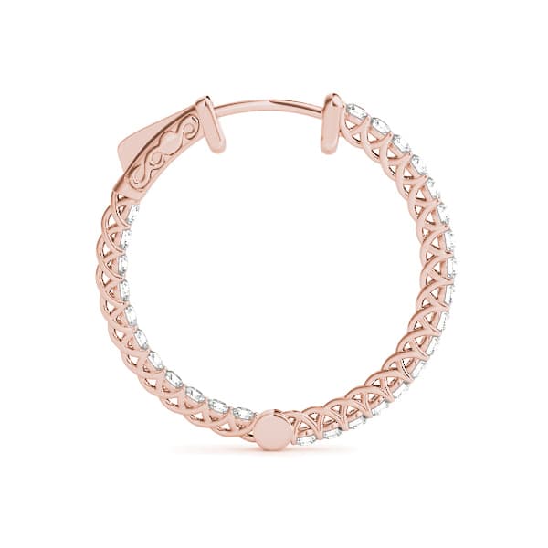 Round Shaped Inside-Out Hoop Earrings — .02,20MM (3/4 ct. tw.), Side view in rose gold