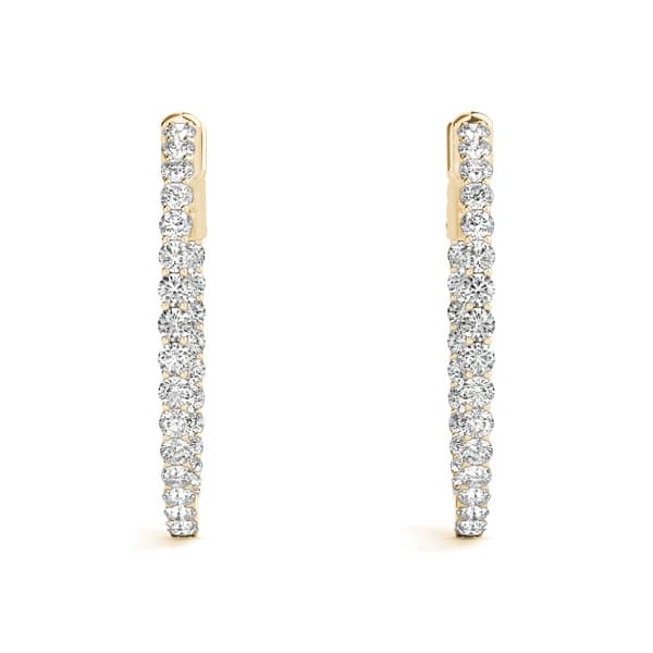 Round Shaped Inside-Out Hoop Earrings — .03,30MM (1.92 ct. tw.), Top view in yellow gold