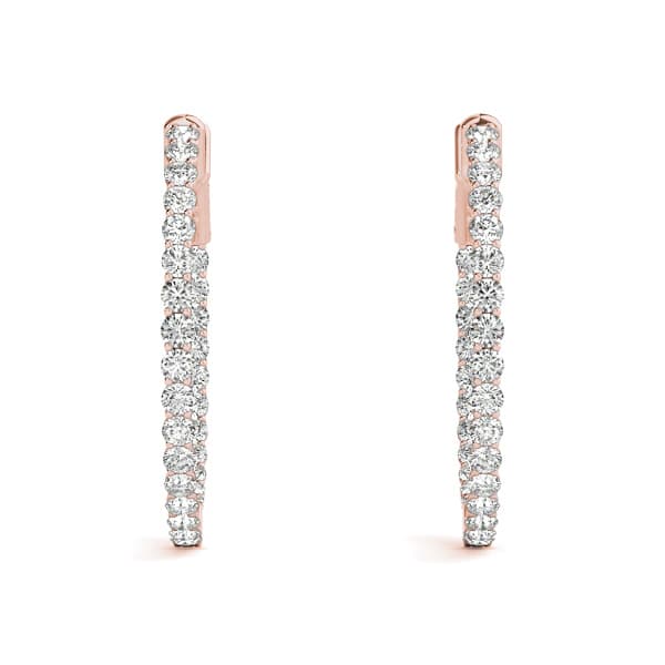 Round Shaped Inside-Out Hoop Earrings — .02,20MM (3/4 ct. tw.), Top view in rose gold