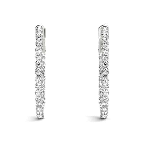 Round Shaped Inside-Out Hoop Earrings — .05,26MM (2.2 ct. tw.), Top view in white gold or platinum