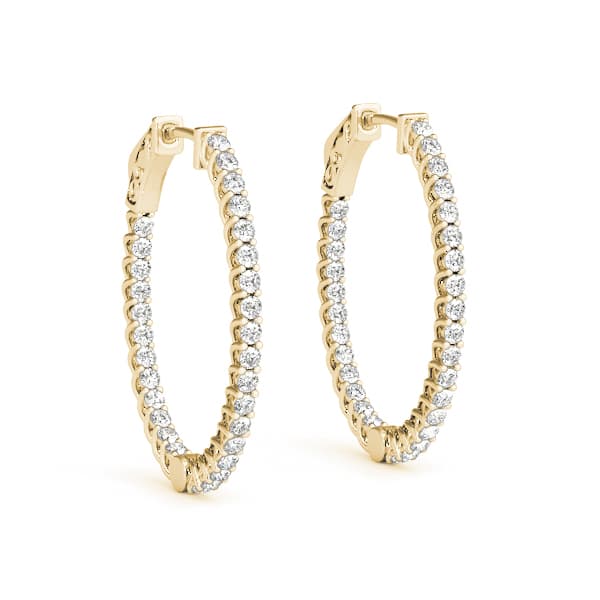 Inside-Outside Oval Trellis Vault Lock Hoop Earrings — .05,40MM (3.3 ct. tw.), Front view in yellow gold