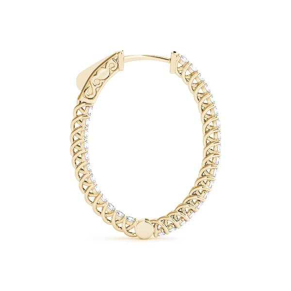 Inside-Outside Oval Trellis Vault Lock Hoop Earrings — .05,40MM (3.3 ct. tw.), Side view in yellow gold