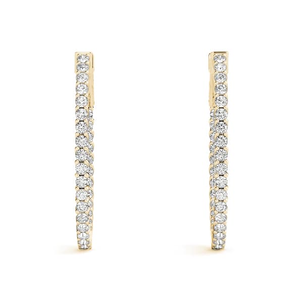 Inside-Outside Oval Trellis Vault Lock Hoop Earrings — .05,40MM (3.3 ct. tw.), Top view in yellow gold