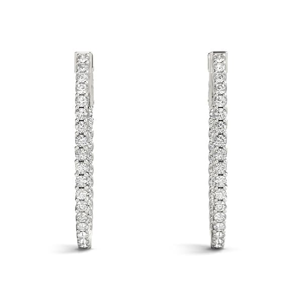 Inside-Outside Oval Trellis Vault Lock Hoop Earrings — .07,36MM (4 1/3 ct. tw.), Top view in white gold or platinum