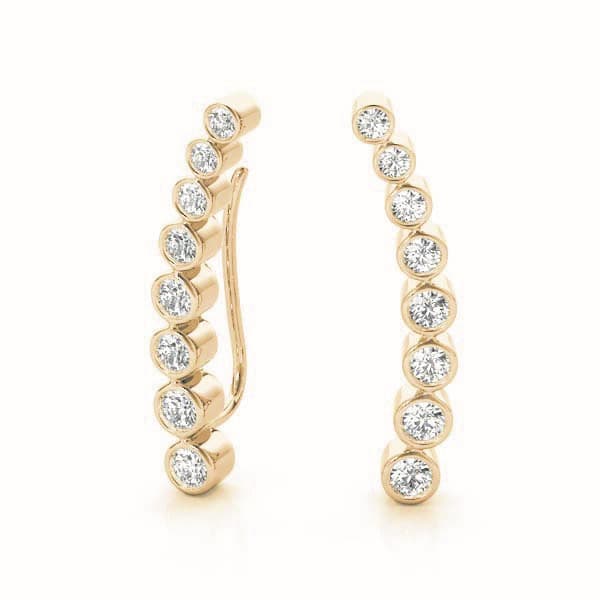 Ear Climber, Left (0.16 ct. tw.), On hand view in yellow gold