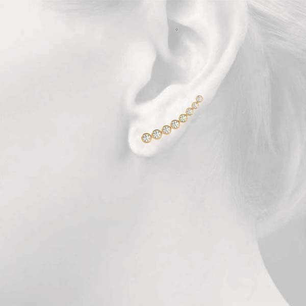 Ear Climber, Left (0.16 ct. tw.), Top view in yellow gold