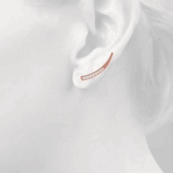 Ear Climber, Left (1/8 ct. tw.), Top view in rose gold