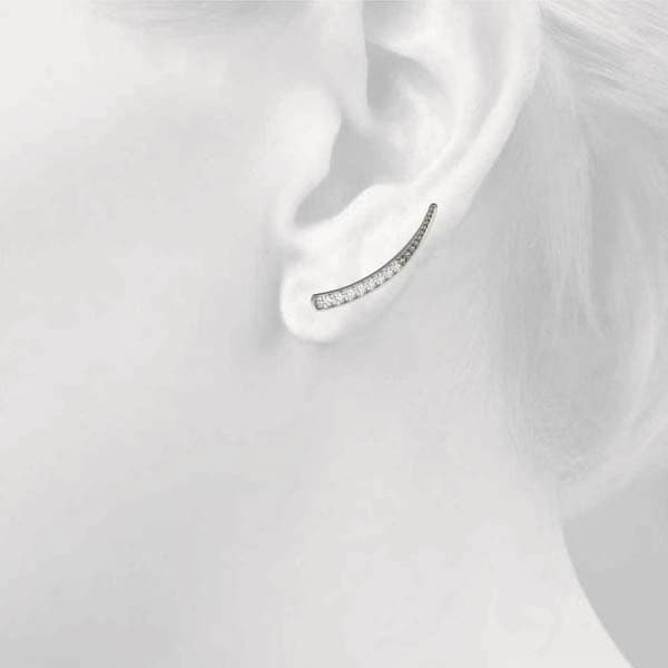 Ear Climber, Right (1/8 ct. tw.), Top view in white gold or platinum