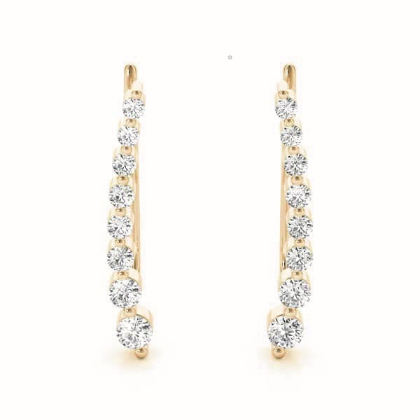 Bezel Set Ear Climber, Right (1/8 ct. tw.), Front view in yellow gold