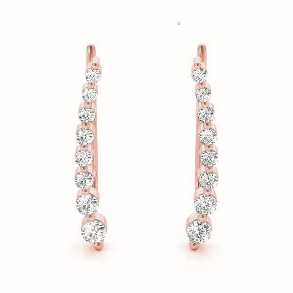 Bezel Set Ear Climber, Left (1/8 ct. tw.), Front view in rose gold