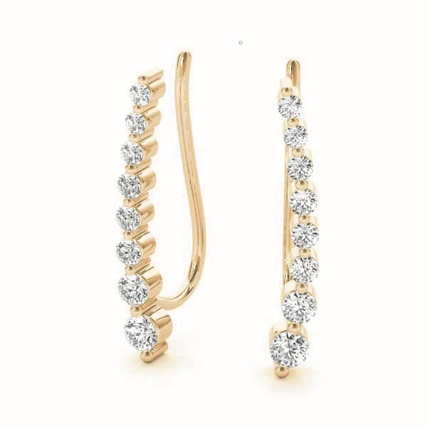 Bezel Set Ear Climber, Right (1/8 ct. tw.), On hand view in yellow gold