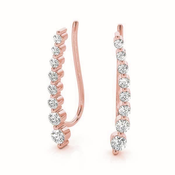 Bezel Set Ear Climber, Left (1/8 ct. tw.), On hand view in rose gold