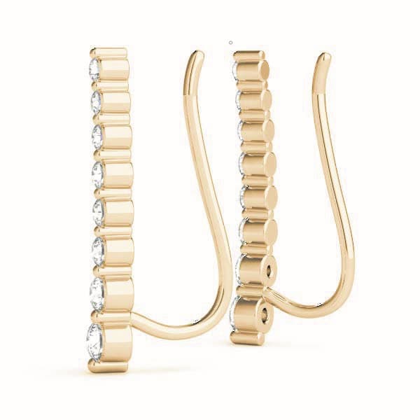Bezel Set Ear Climber, Right (1/8 ct. tw.), Side view in yellow gold