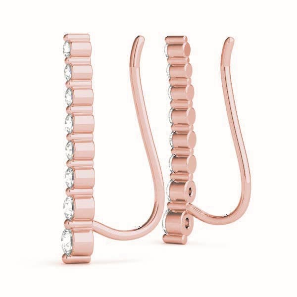 Bezel Set Ear Climber, Left (1/8 ct. tw.), Side view in rose gold