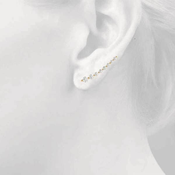Bezel Set Ear Climber, Right (1/8 ct. tw.), Top view in yellow gold