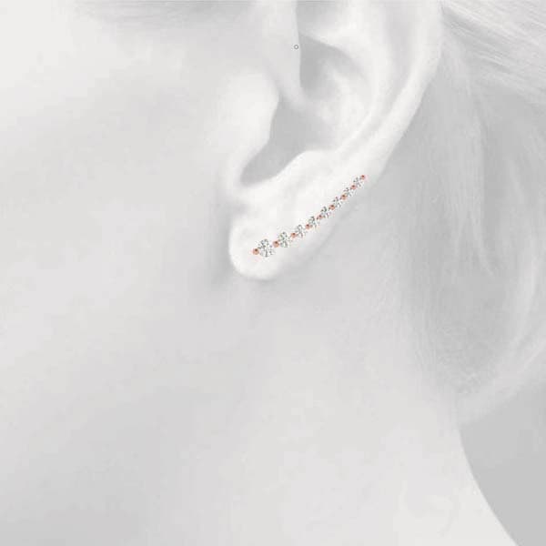 Bezel Set Ear Climber, Left (1/8 ct. tw.), Top view in rose gold