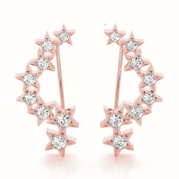 Star Ear Climber, Left (0.29 ct. tw.), Front view in rose gold