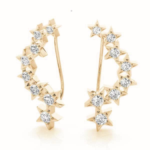 Star Ear Climber, Left (0.29 ct. tw.), On hand view in yellow gold