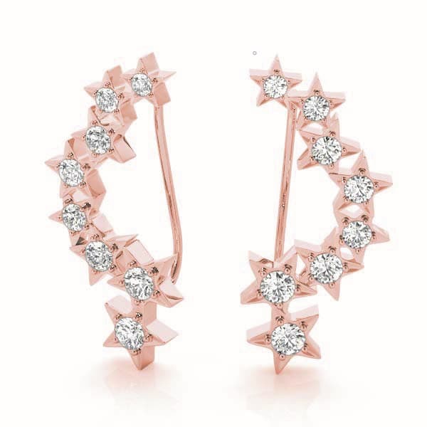 Star Ear Climber, Left (0.29 ct. tw.), On hand view in rose gold