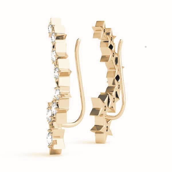 Star Ear Climber, Left (0.29 ct. tw.), Side view in yellow gold