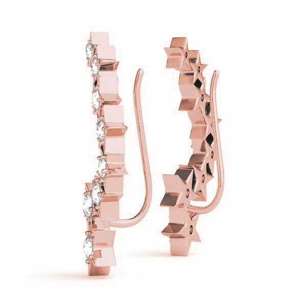 Star Ear Climber, Left (0.29 ct. tw.), Side view in rose gold
