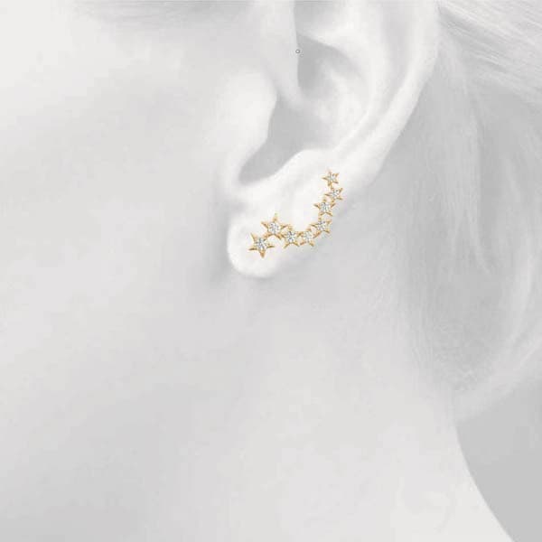 Star Ear Climber, Left (0.29 ct. tw.), Top view in yellow gold