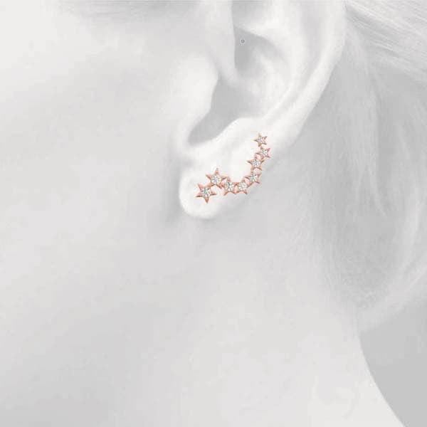 Star Ear Climber, Left (0.29 ct. tw.), Top view in rose gold