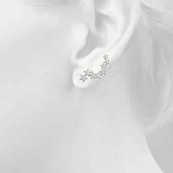 Star Ear Climber, Right (0.29 ct. tw.), Top view in white gold or platinum