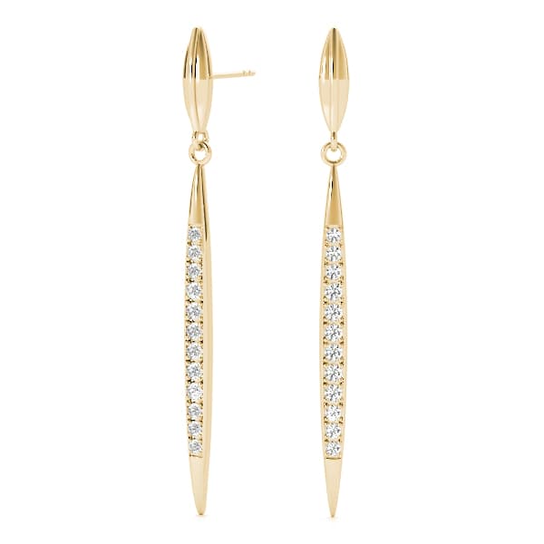 Drop Earrings (1/8 ct. tw.), On hand view in yellow gold